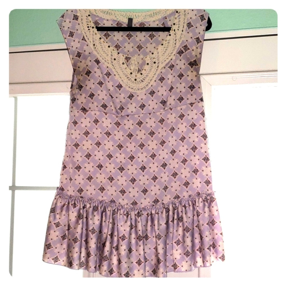 Free People lilac embroidered tunic